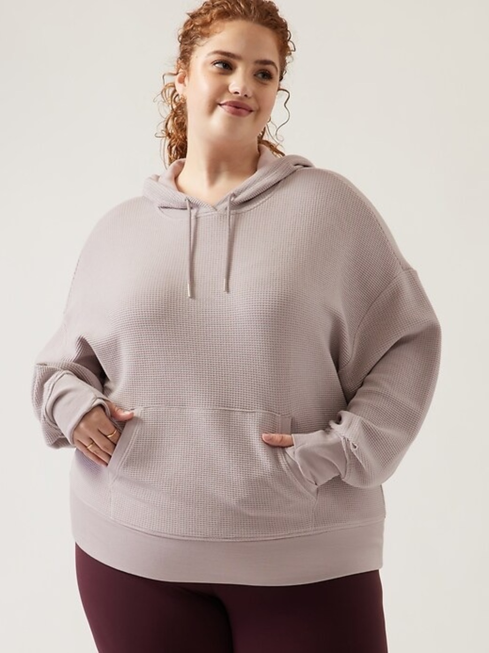 NWT Athleta Balance Waffle Hoodie Sweatshirt Tinsel Purple Size 3X